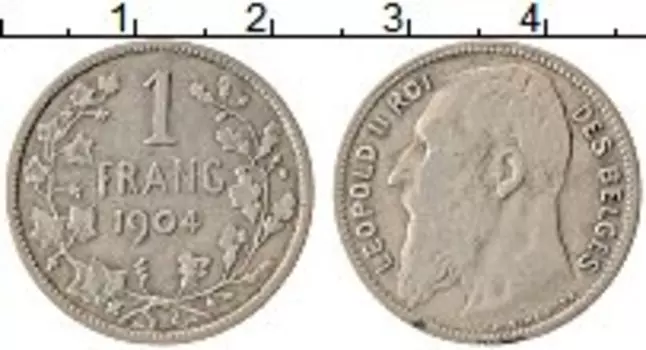 Монета франк Бельгии 1904 года Серебро Леопольд II