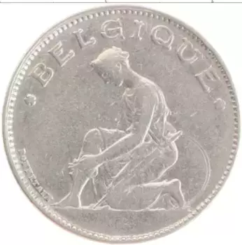 Монета франк Бельгии 1923 года Медно-никель