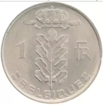 Монета франк Бельгии 1952 года Медно-никель