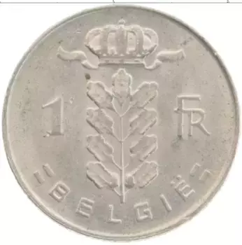 Монета франк Бельгии 1966 года Медно-никель