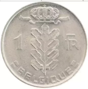 Монета франк Бельгии 1971 года Медно-никель