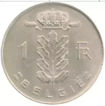 Монета франк Бельгии 1972 года Медно-никель