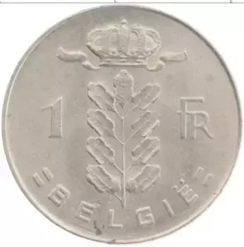 Монета франк Бельгии 1973 года Медно-никель