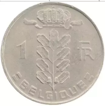 Монета франк Бельгии 1973 года Медно-никель