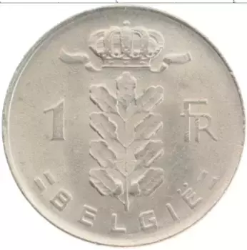 Монета франк Бельгии 1975 года Медно-никель