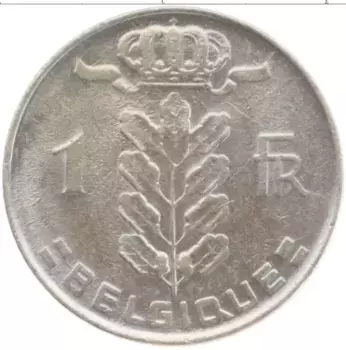 Монета франк Бельгии 1976 года Медно-никель