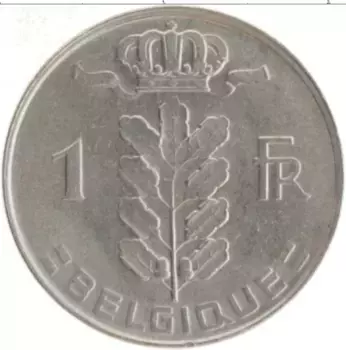 Монета франк Бельгии 1976 года Медно-никель