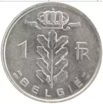 Монета франк Бельгии 1978 года Медно-никель