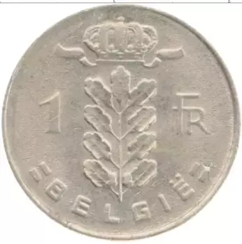 Монета франк Бельгии 1978 года Медно-никель