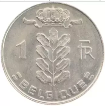 Монета франк Бельгии 1979 года Медно-никель
