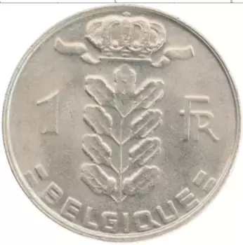 Монета франк Бельгии 1988 года Медно-никель