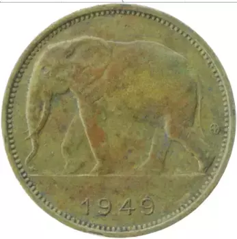 Монета франк Бельгийского Конго 1949 года Латунь