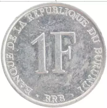 Монета франк Бурунди 1993 года Алюминий
