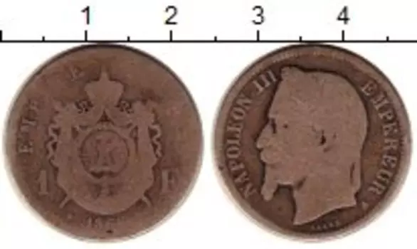 Монета франк Франции 1868 года Серебро A