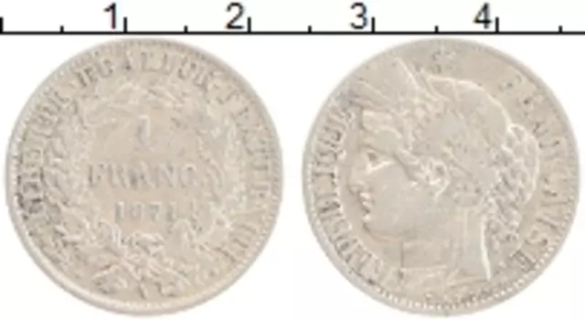 Монета франк Франции 1871 года Серебро