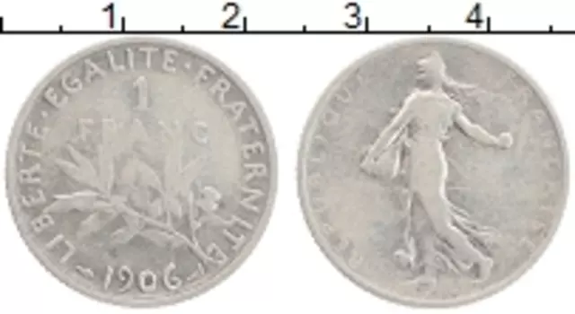 Монета франк Франции 1906 года Серебро Редкий год