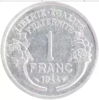 Монета франк Франции 1944 года Алюминий