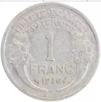 Монета франк Франции 1946 года Алюминий B