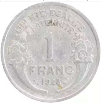 Монета франк Франции 1948 года Алюминий