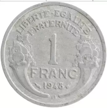 Монета франк Франции 1948 года Алюминий