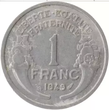 Монета франк Франции 1949 года Алюминий