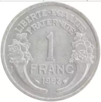 Монета франк Франции 1958 года Алюминий