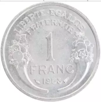 Монета франк Франции 1959 года Алюминий Гермес