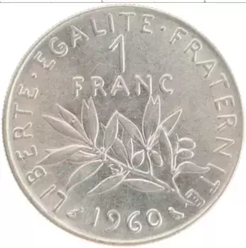 Монета франк Франции 1960 года Медно-никель