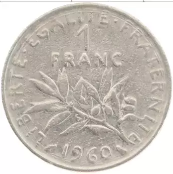 Монета франк Франции 1960 года Медно-никель