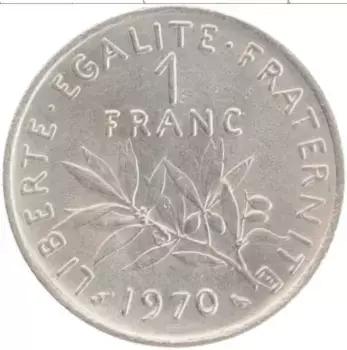 Монета франк Франции 1970 года Медно-никель