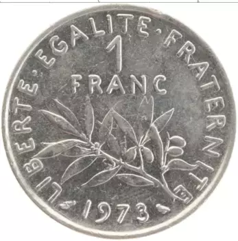 Монета франк Франции 1973 года Медно-никель