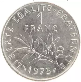 Монета франк Франции 1975 года Медно-никель