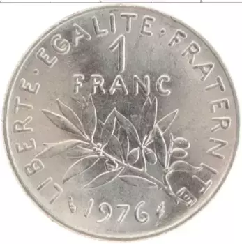 Монета франк Франции 1976 года Медно-никель