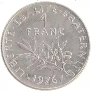 Монета франк Франции 1976 года Медно-никель