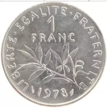 Монета франк Франции 1978 года Медно-никель