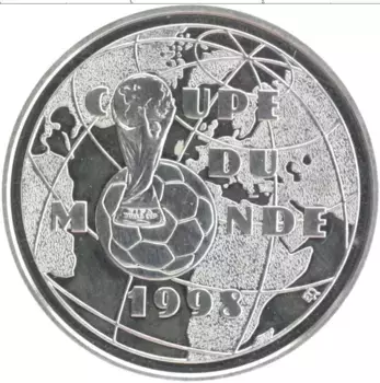 Монета франк Франции 1997 года Серебро Чемпионат Мира по футболу
