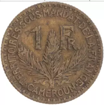 Монета франк Камеруна 1924 года Латунь