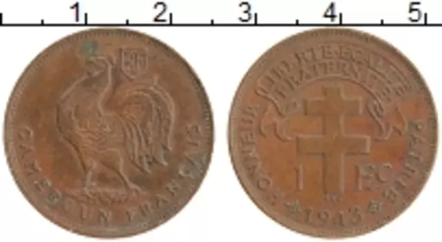 Монета франк Камеруна 1943 года Бронза
