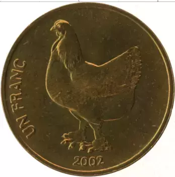 Монета франк Конго 2002 года Латунь