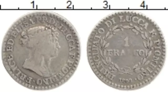 Монета франк Лукки 1808 года Серебро Феличче и Элиза