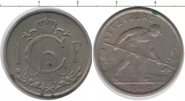 Монета франк Люксембурга 1946 года Медно-никель