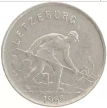 Монета франк Люксембурга 1955 года Медно-никель