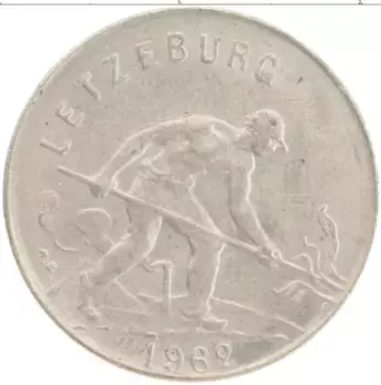 Монета франк Люксембурга 1962 года Медно-никель