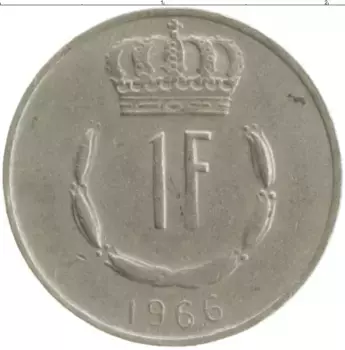 Монета франк Люксембурга 1966 года Медно-никель Герцог Жан