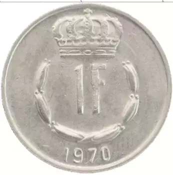 Монета франк Люксембурга 1970 года Медно-никель