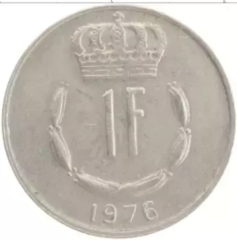 Монета франк Люксембурга 1976 года Медно-никель