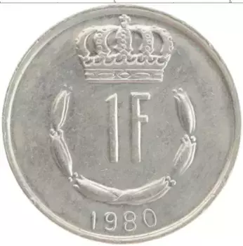 Монета франк Люксембурга 1980 года Медно-никель