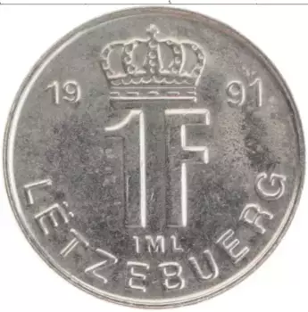Монета франк Люксембурга 1990 года Медно-никель Жан
