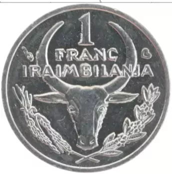 Монета франк Мадагаскара 2002 года Медно-никель