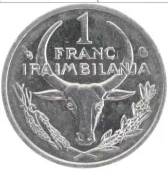 Монета франк Мадагаскара 2002 года Медно-никель